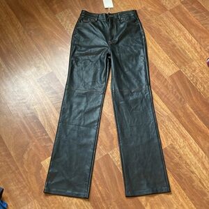 NWT pull&bear brown faux leather high waisted bootcut pant
